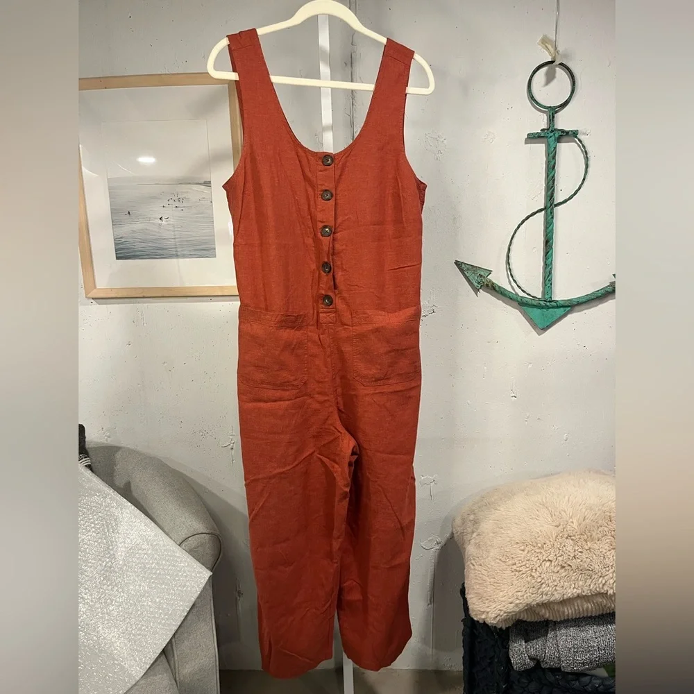 Marine Layer Sydney Button Front Jumpsuit - S - Picture 4 of 10